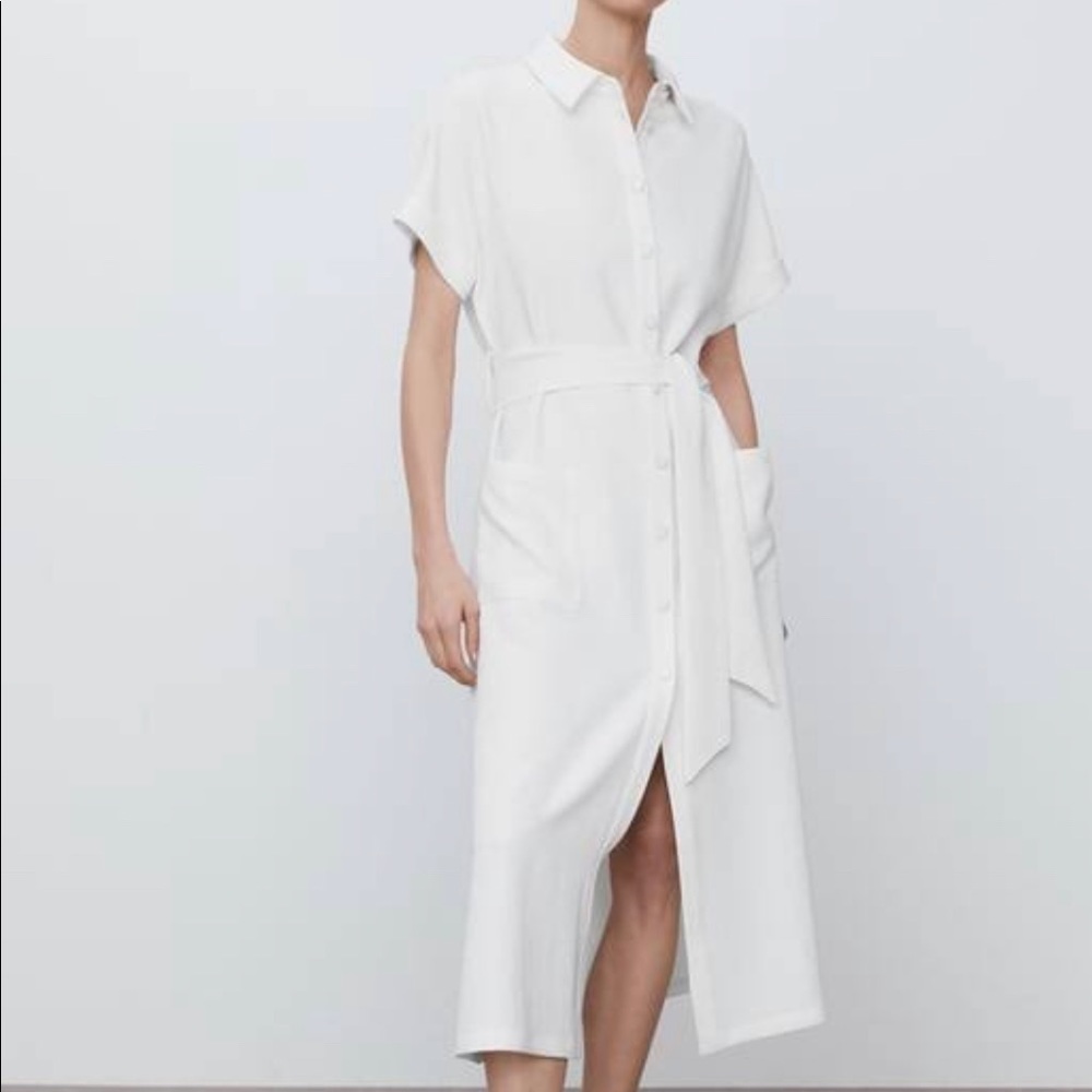 Brand new white button down dress